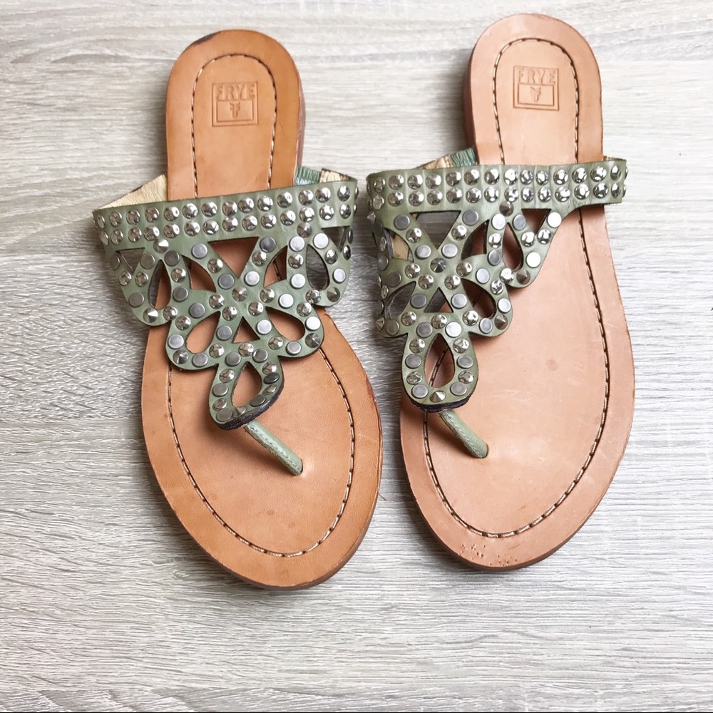 Frye Rachel stud thong sandals.